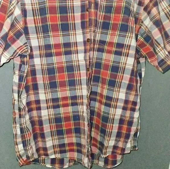 Lands End Mens Short Sleeve Plaid Shirt Size L - Picture 3 of 11